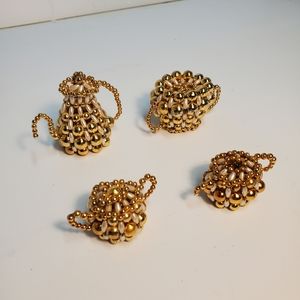 Pre-owned Vintage Miniature Gold Bead and Pearl Tea Set.